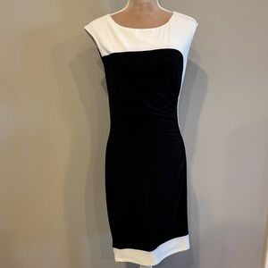 Chaps Black and White Midi Dress
